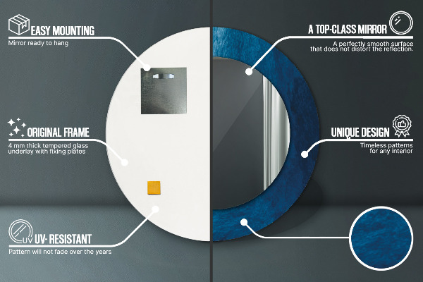 Espejo redondo marco con estampado decorativo Arte abstracto