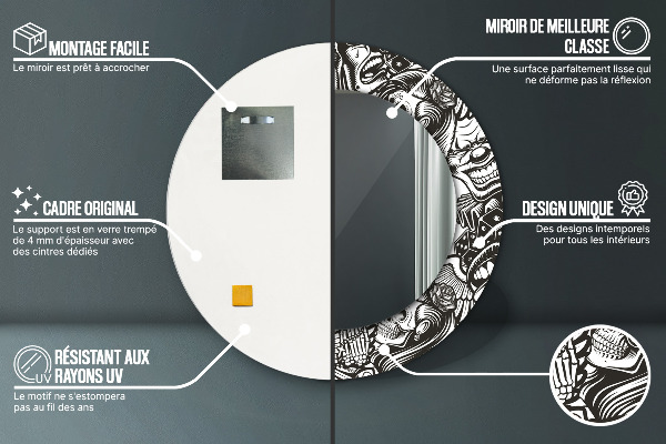 Espejo redondo marco con estampado decorativo Líquido abstracto