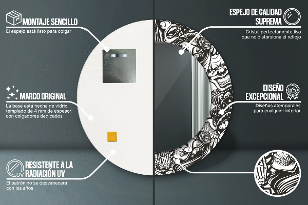 Espejo redondo marco con estampado decorativo Líquido abstracto