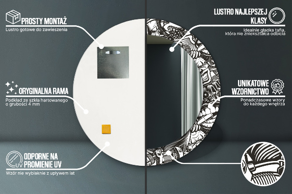 Espejo redondo marco con estampado decorativo Líquido abstracto