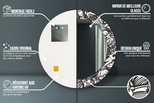 Espejo redondo marco con estampado decorativo Líquido abstracto