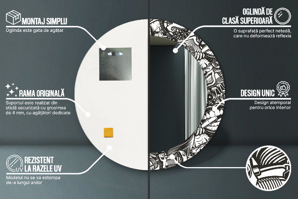 Espejo redondo marco con estampado decorativo Líquido abstracto