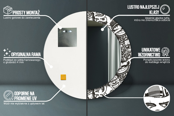 Espejo redondo marco con estampado decorativo Líquido abstracto