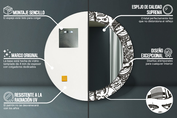 Espejo redondo marco con estampado decorativo Líquido abstracto