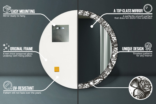 Espejo redondo marco con estampado decorativo Líquido abstracto