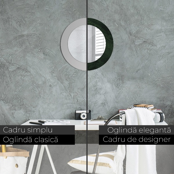 Espejo redondo con decoración Mármol verde