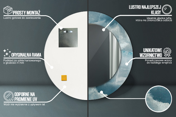 Espejo redondo con decoración Mármol de ónix azul