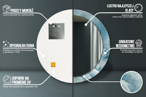 Espejo redondo con decoración Mármol de ónix azul