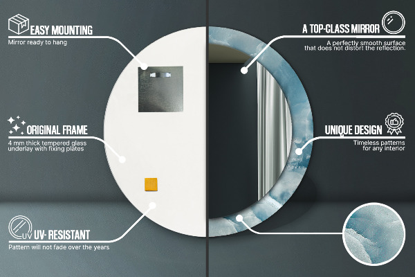 Espejo redondo con decoración Mármol de ónix azul