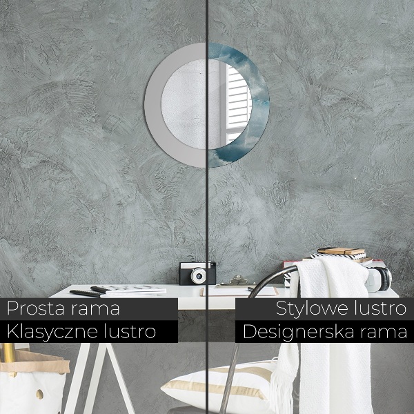 Espejo redondo con decoración Mármol de ónix azul