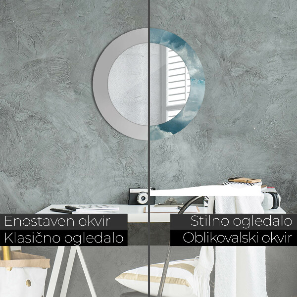 Espejo redondo con decoración Mármol de ónix azul