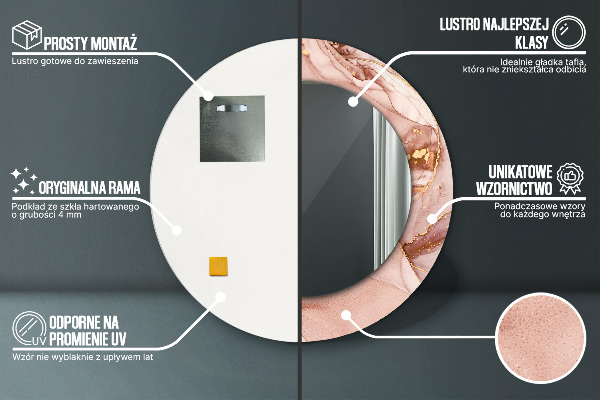 Espejo redondo con decoración Líquido abstracto