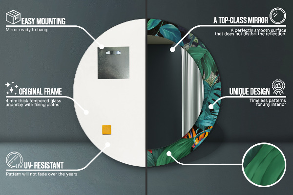 Espejo redondo con decoración Bosque en la selva