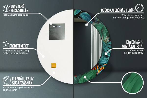 Espejo redondo con decoración Bosque en la selva