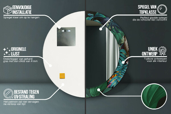 Espejo redondo con decoración Bosque en la selva