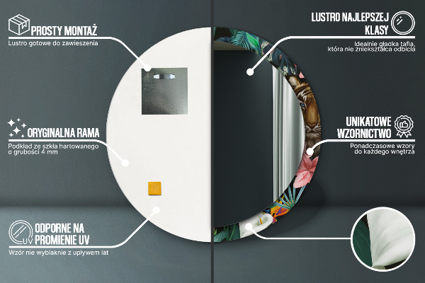 Espejo redondo con decoración Bosque en la selva