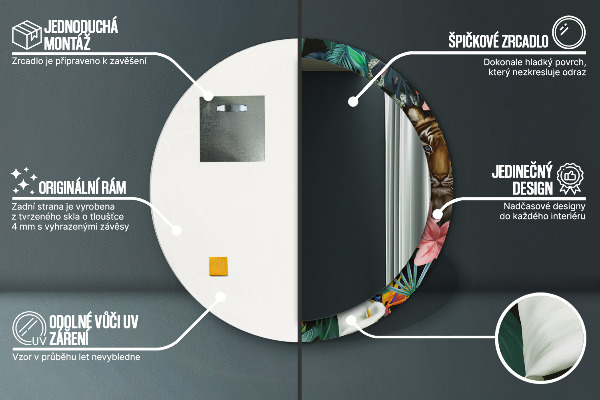 Espejo redondo con decoración Bosque en la selva