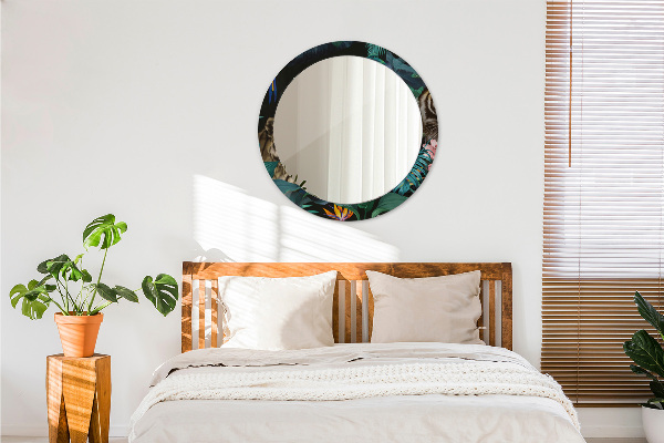 Espejo redondo con decoración Bosque en la selva