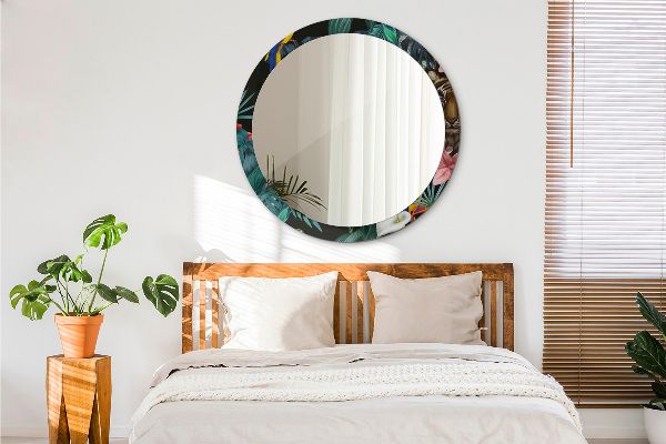 Espejo redondo con decoración Bosque en la selva