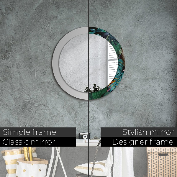 Espejo redondo con decoración Bosque en la selva