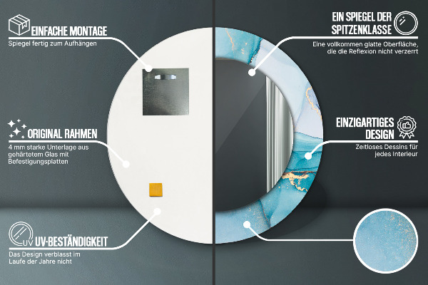 Espejo redondo con decoración Líquido abstracto