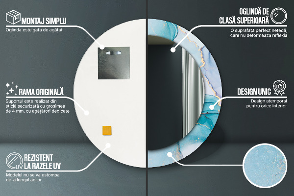 Espejo redondo con decoración Líquido abstracto