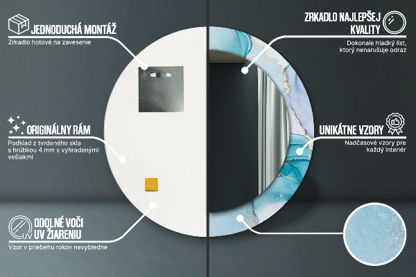 Espejo redondo con decoración Líquido abstracto