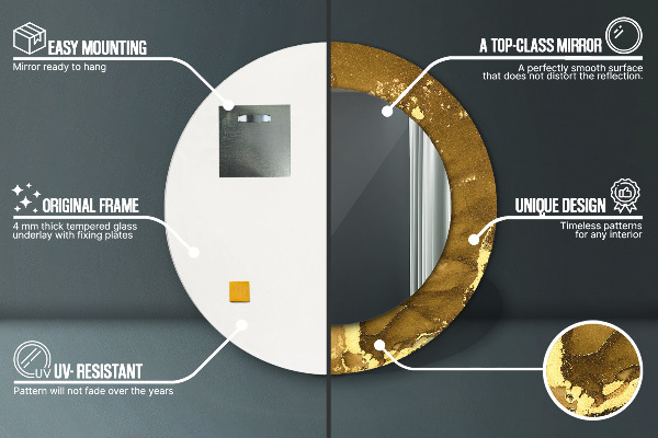 Espejo redondo impreso decorativo redondo Remolinos metálicos