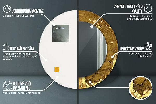 Espejo redondo impreso decorativo redondo Remolinos metálicos