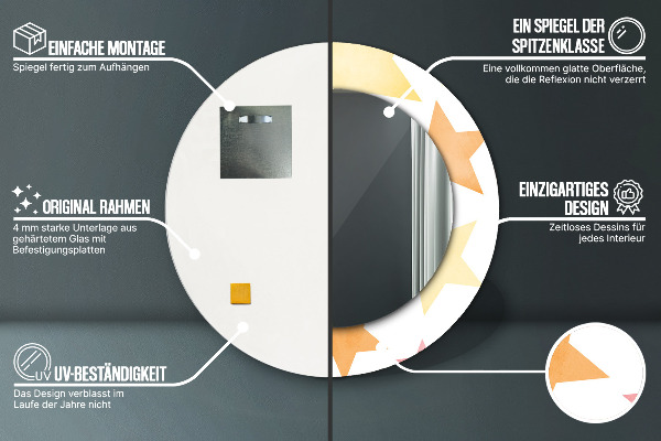 Espejo ścienne decorativo redondo Estrellas pastel