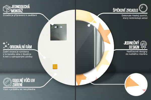 Espejo ścienne decorativo redondo Estrellas pastel