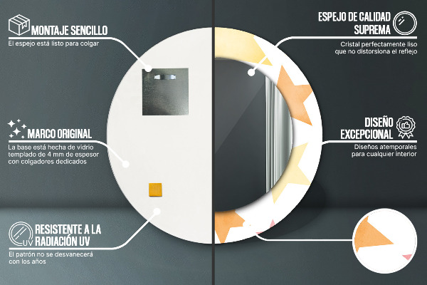 Espejo ścienne decorativo redondo Estrellas pastel