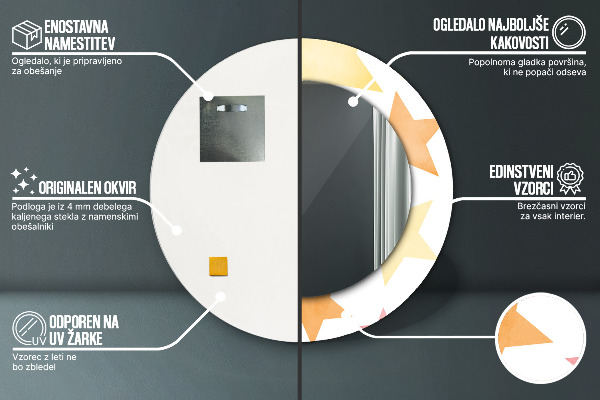 Espejo ścienne decorativo redondo Estrellas pastel