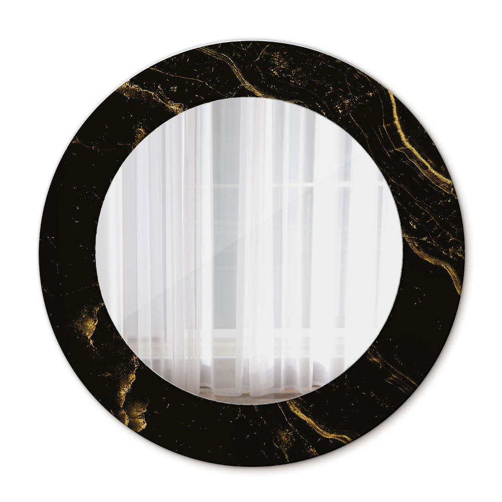 Espejo redondo marco estampado Mármol negro