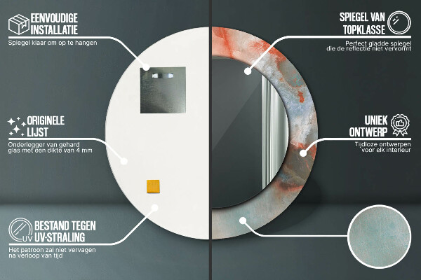 Espejo redondo marco estampado Mármoles de ónix