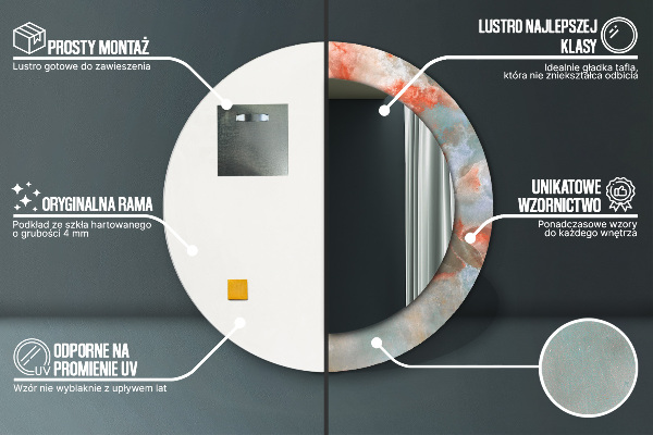 Espejo redondo marco estampado Mármoles de ónix