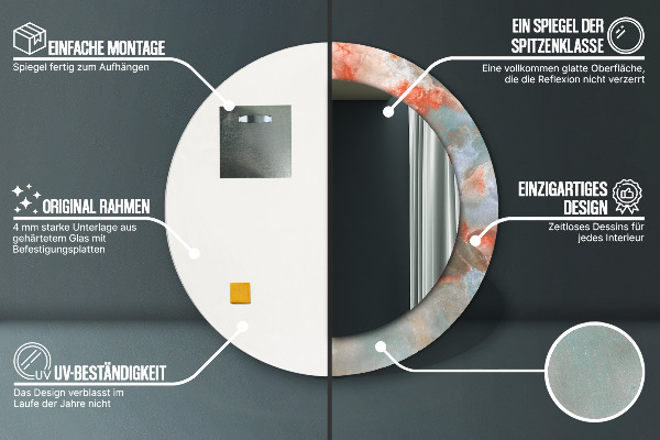 Espejo redondo marco estampado Mármoles de ónix