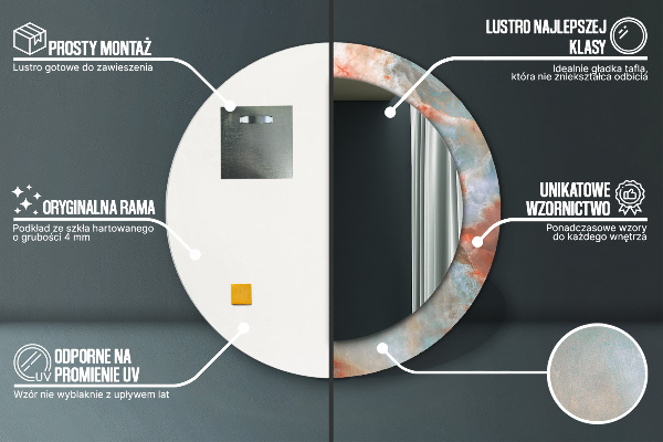 Espejo redondo marco estampado Mármoles de ónix