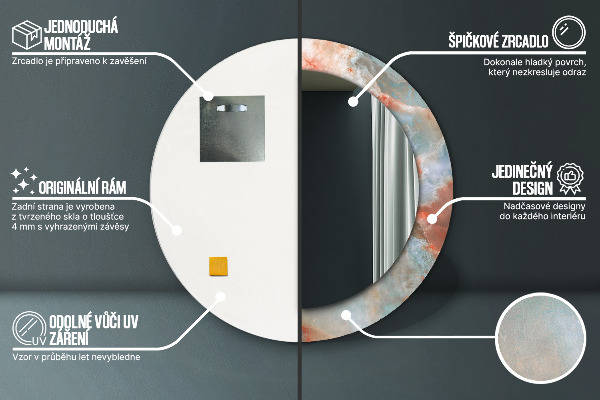 Espejo redondo marco estampado Mármoles de ónix