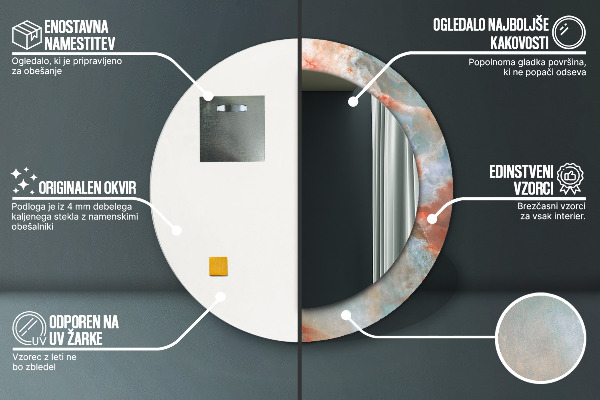 Espejo redondo marco estampado Mármoles de ónix