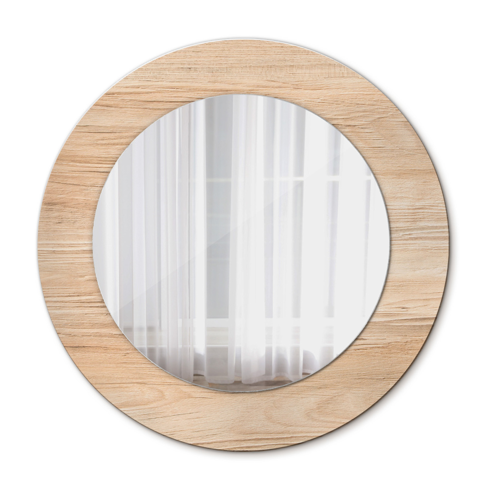 Espejo redondo marco estampado Textura de madera