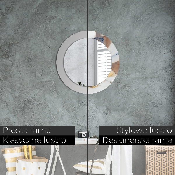 Espejo redondo marco estampado Mármol blanco