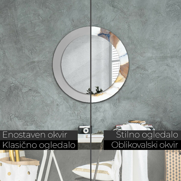 Espejo redondo marco estampado Mármol blanco