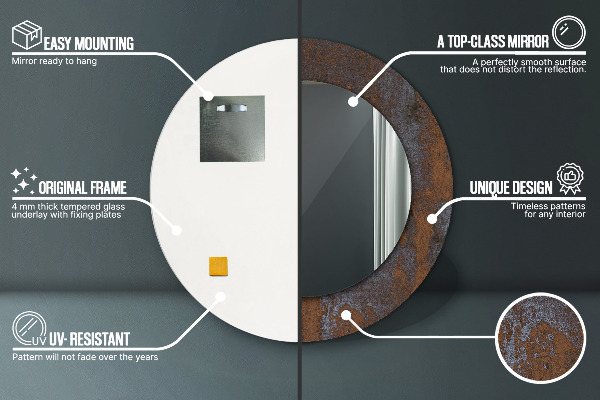 Espejo redondo marco estampado Rústico metálico