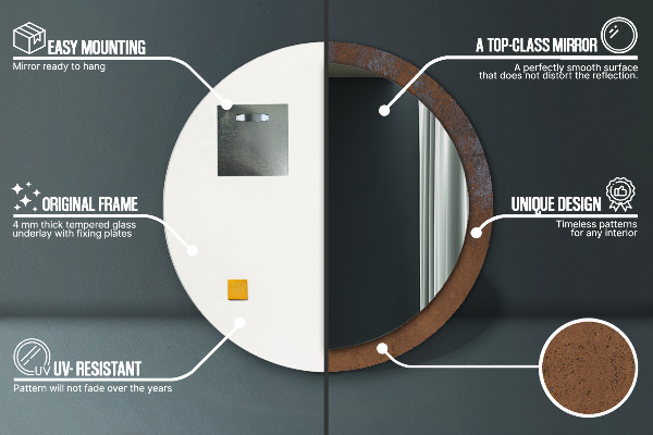 Espejo redondo marco estampado Rústico metálico