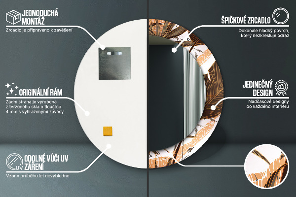 Espejo redondo impreso decorativo redondo Hojas de palma