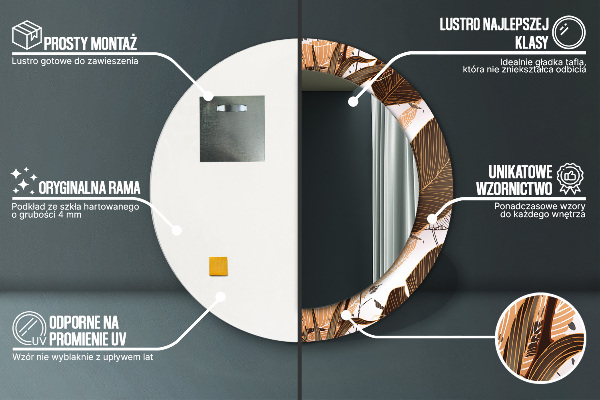 Espejo redondo impreso decorativo redondo Hojas de palma