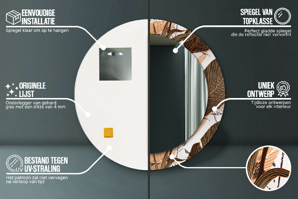 Espejo redondo impreso decorativo redondo Hojas de palma