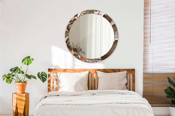 Espejo redondo impreso decorativo redondo Hojas de palma