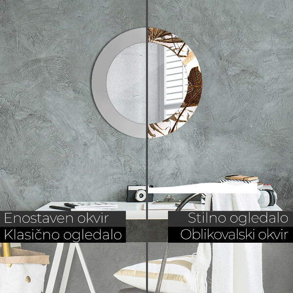 Espejo redondo impreso decorativo redondo Hojas de palma